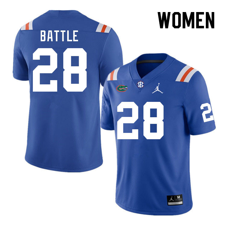 Women #28 Eddie Battle Florida Gators College Football Jerseys Stitched-Retro